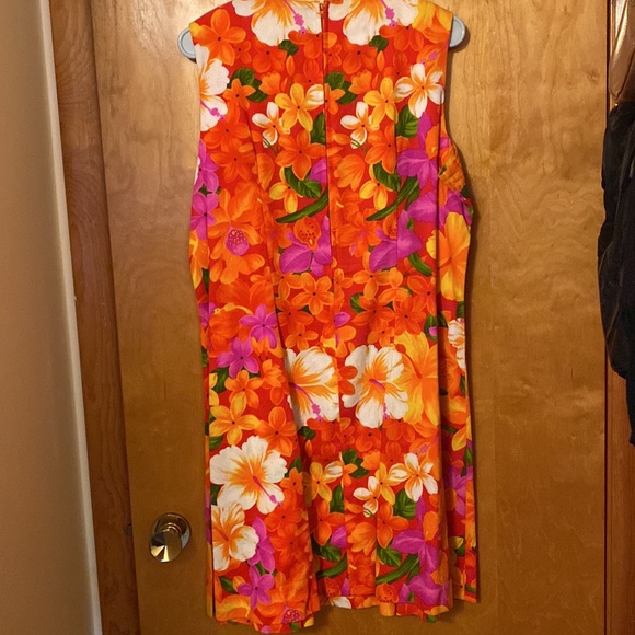 Vintage 1960s-1970s Made In Hawaii Hawaiian Bark Cloth Polynesian Tiki Dress L - Picture 4 of 4